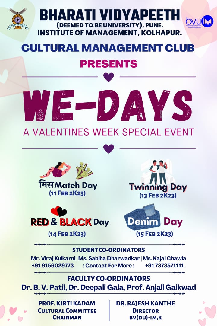 WE DAYs - 2023 (Valentine Week) On Date-11th,13th,14th and 15th Feb - 2023