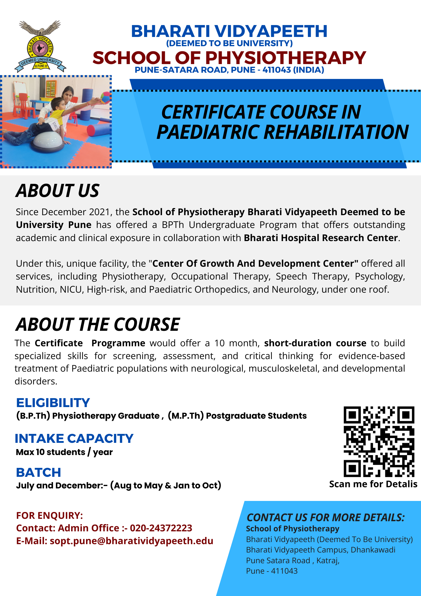 CERTIFICATE COURSE IN PAEDIATRIC REHABILITATION